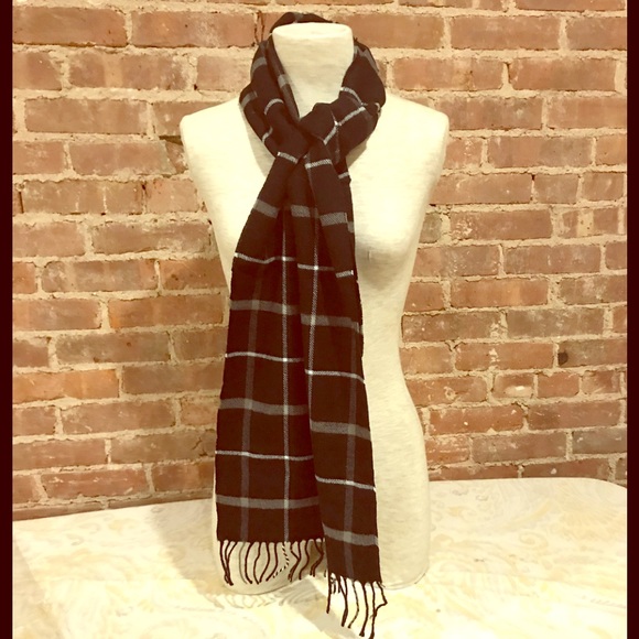 Accessories - Wool black and white gingham rectangular scarf